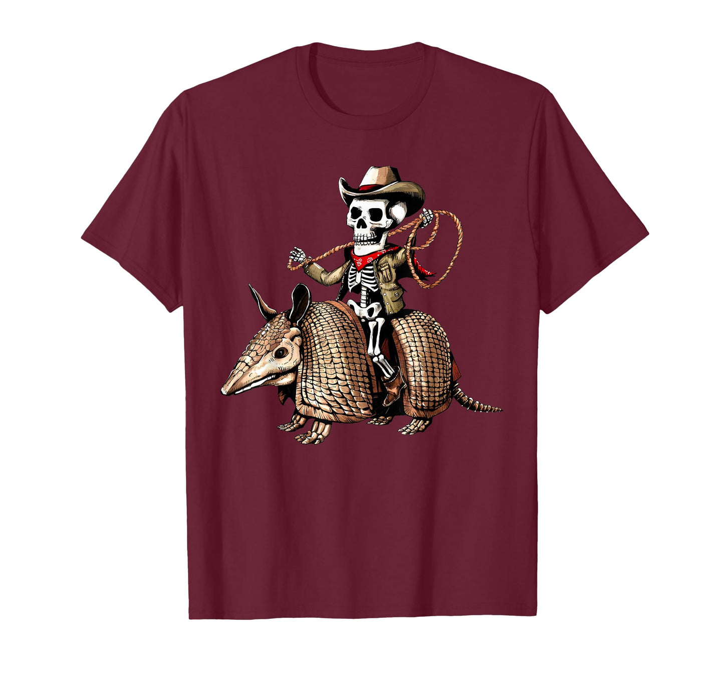 Vintage Cowboy Skeleton Riding Armadillo Funny Western Retro T-Shirt