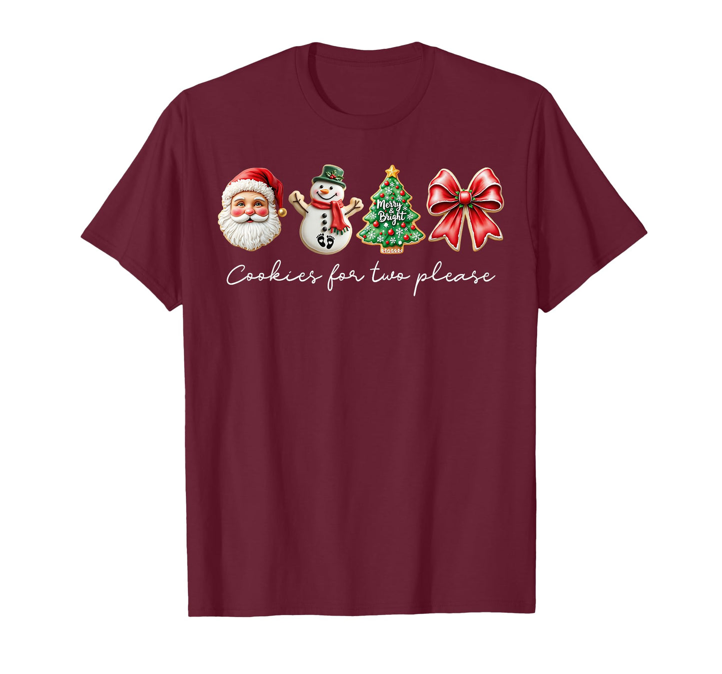 Cookies for Two Please Christmas Pregnancy Announcement Xmas T-Shirt