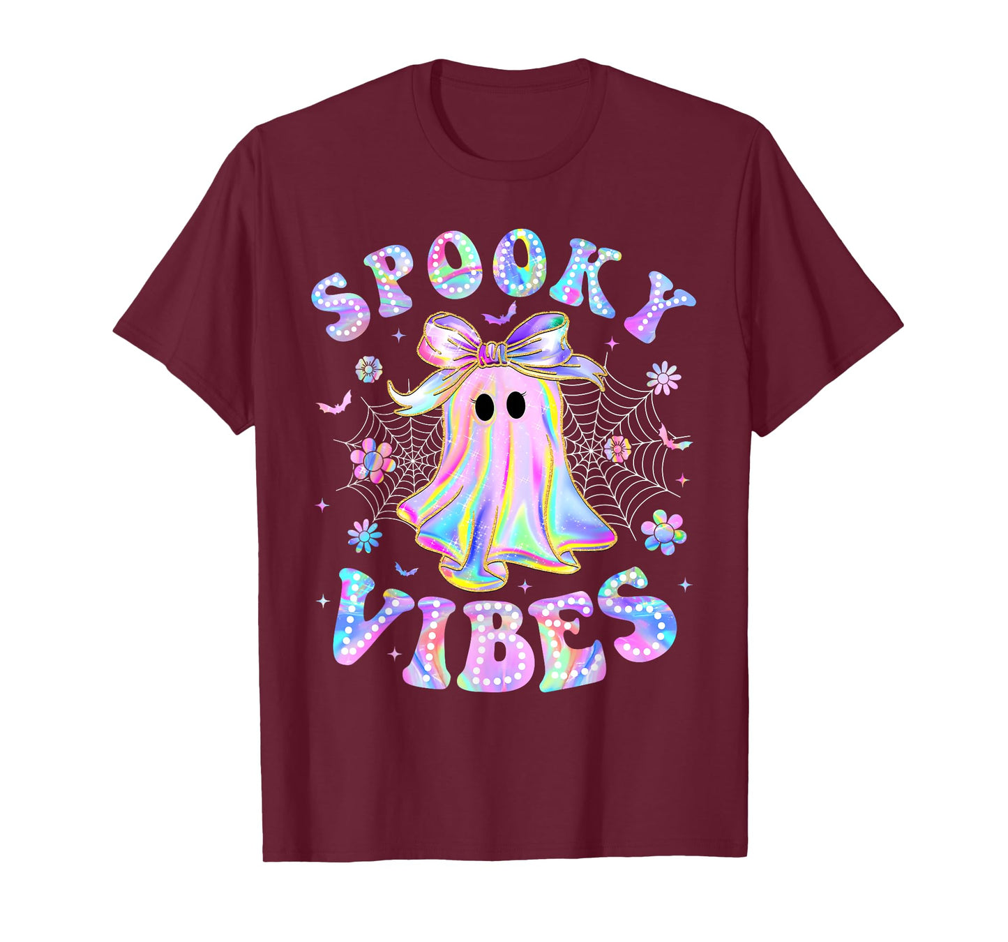 Spooky Vibes Ghost Retro Halloween Boo Boo Crew T-Shirt