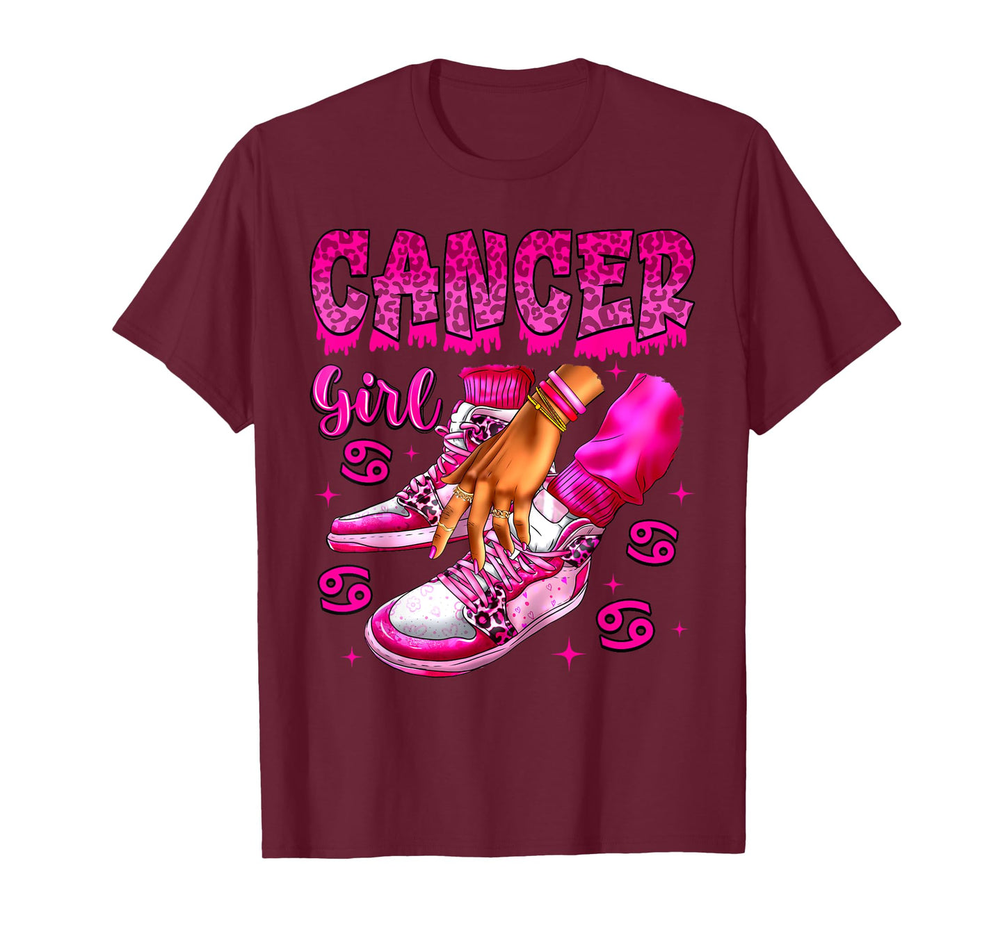 Cancer Girl Birthday Black Women Sneakers Zodiac Bday T-Shirt