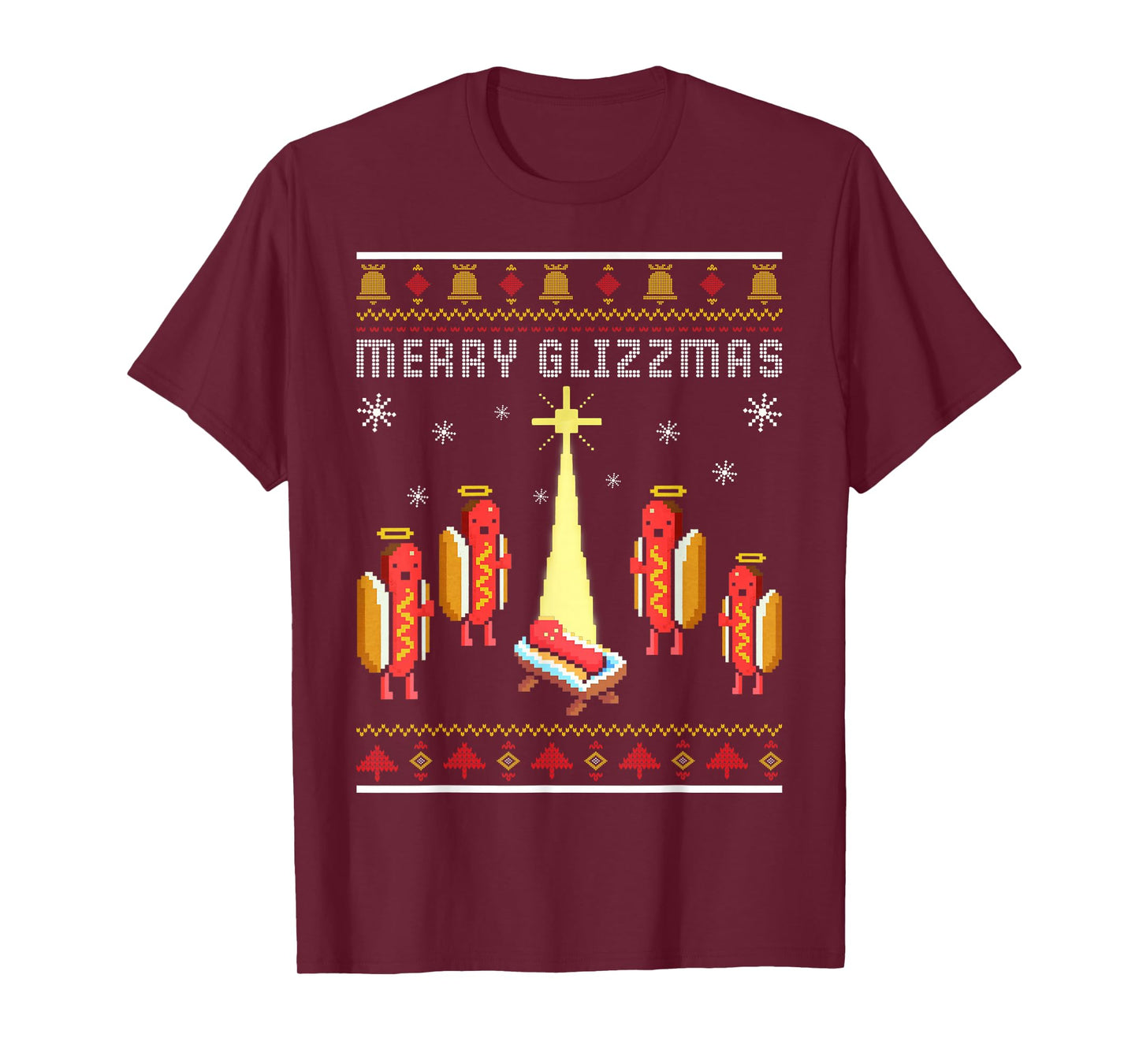 Merry Glizzmas Hot Dog Funny Ugly Christmas Sweaters T-Shirt