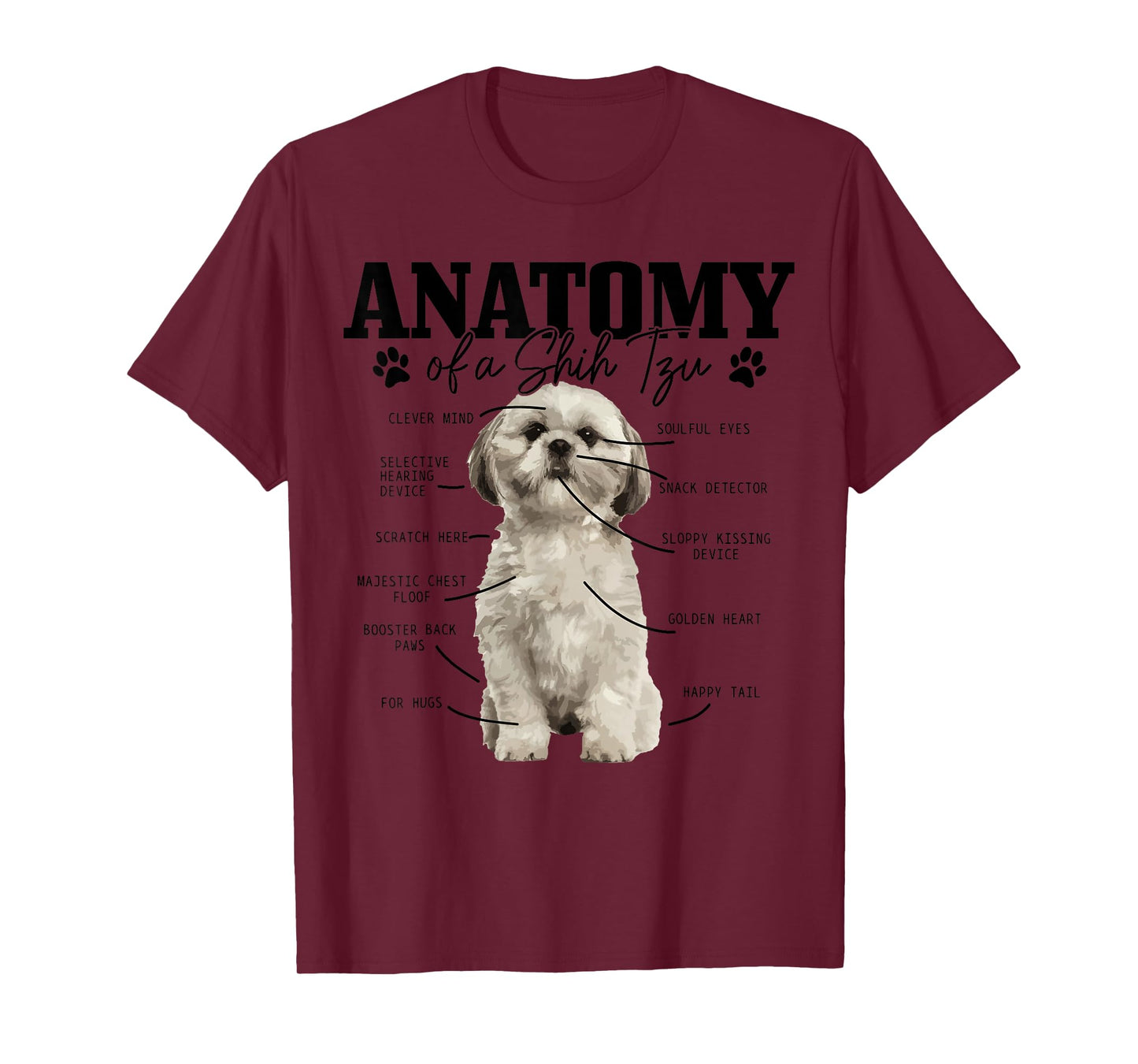 Anatomy Of A Shih Tzu Dog Funny Cute Shih Tzu Mom Dad T-Shirt