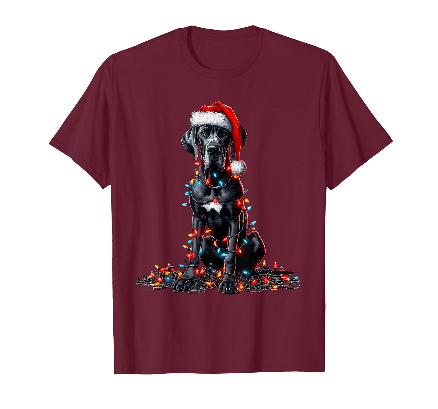 Great Dane Christmas Lights Dog Lover Xmas Pajama T-Shirt