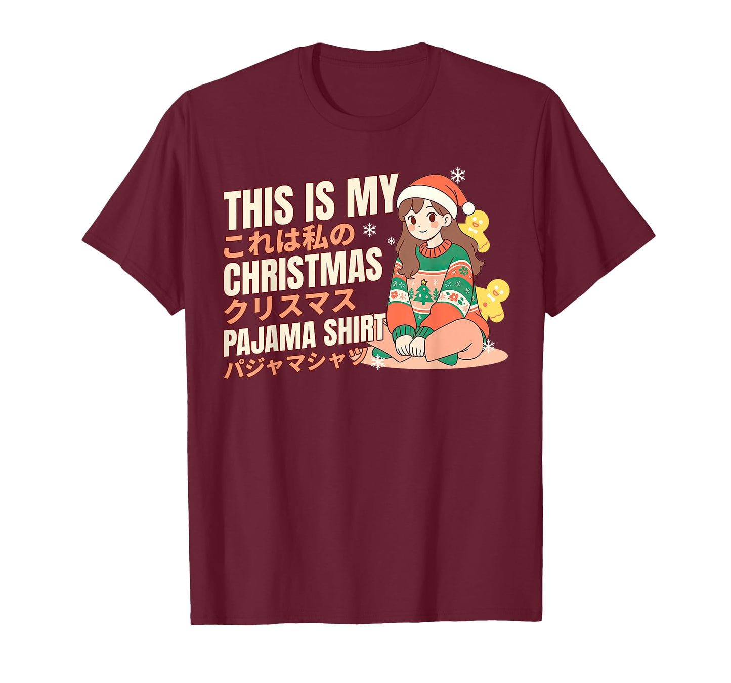 Christmas Pajama Anime Girl Japanese Manga Otaku T-Shirt