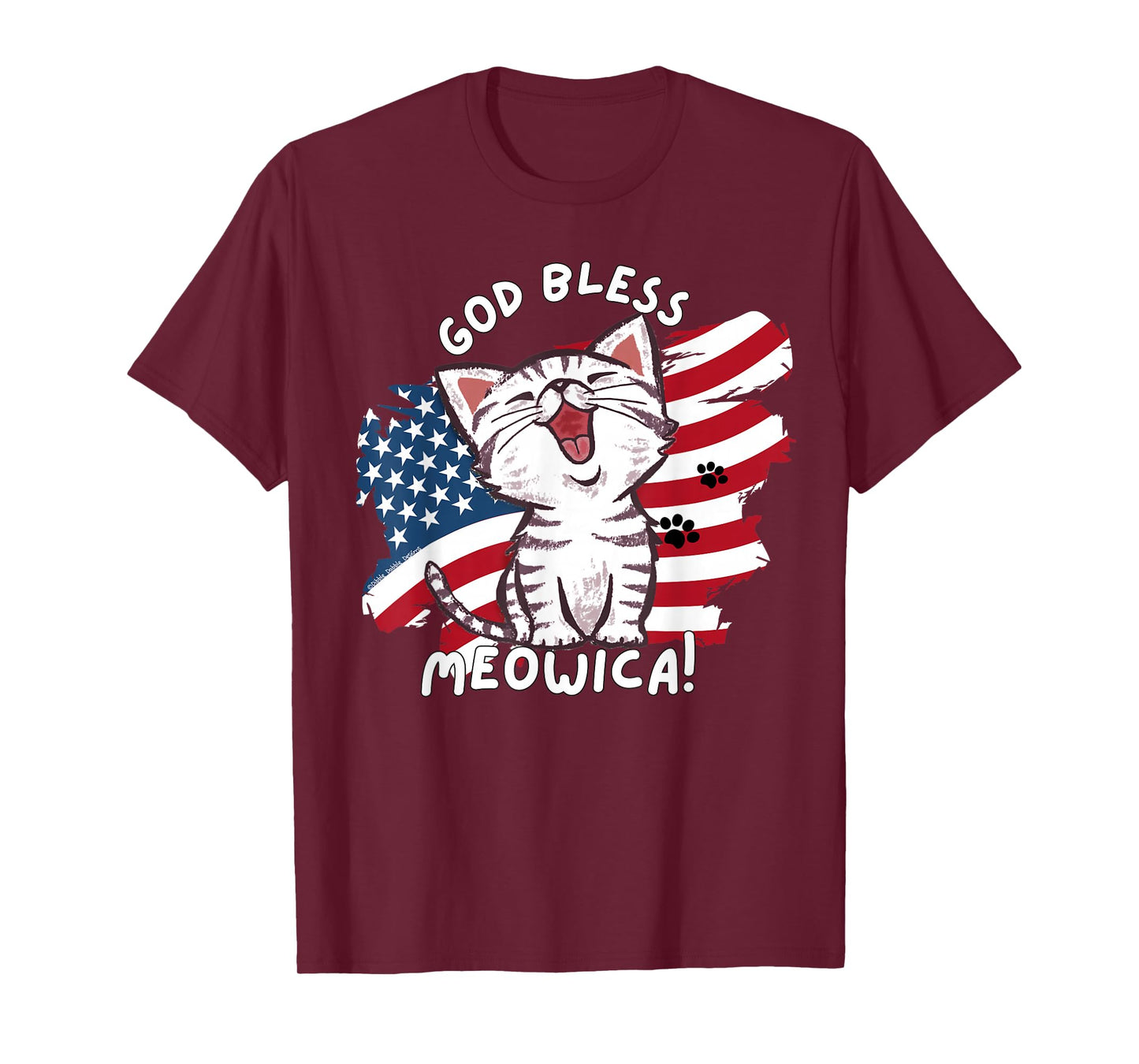 Funny Cat Lovers God Bless Meowica Patriotic 4th of July T-Shirt