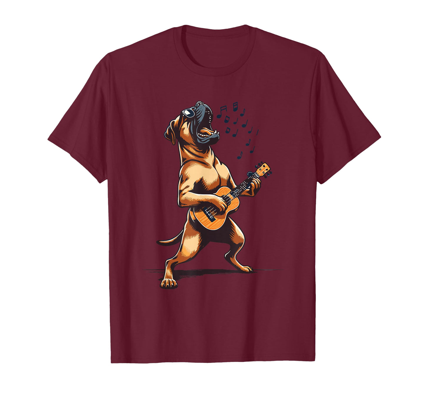 Dog Playing Guitar Singing Boerboel Bull Mastiff Funny T-Shirt