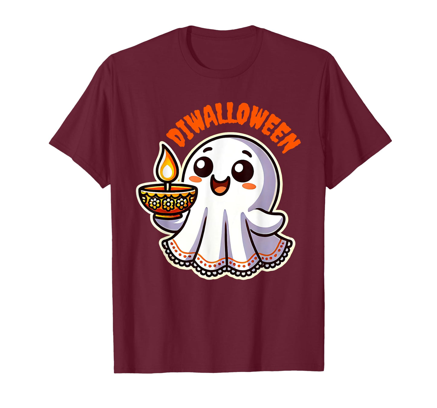 Fun Boo Ghost Lantern Diwali Deepavali Halloween Diwalloween T-Shirt