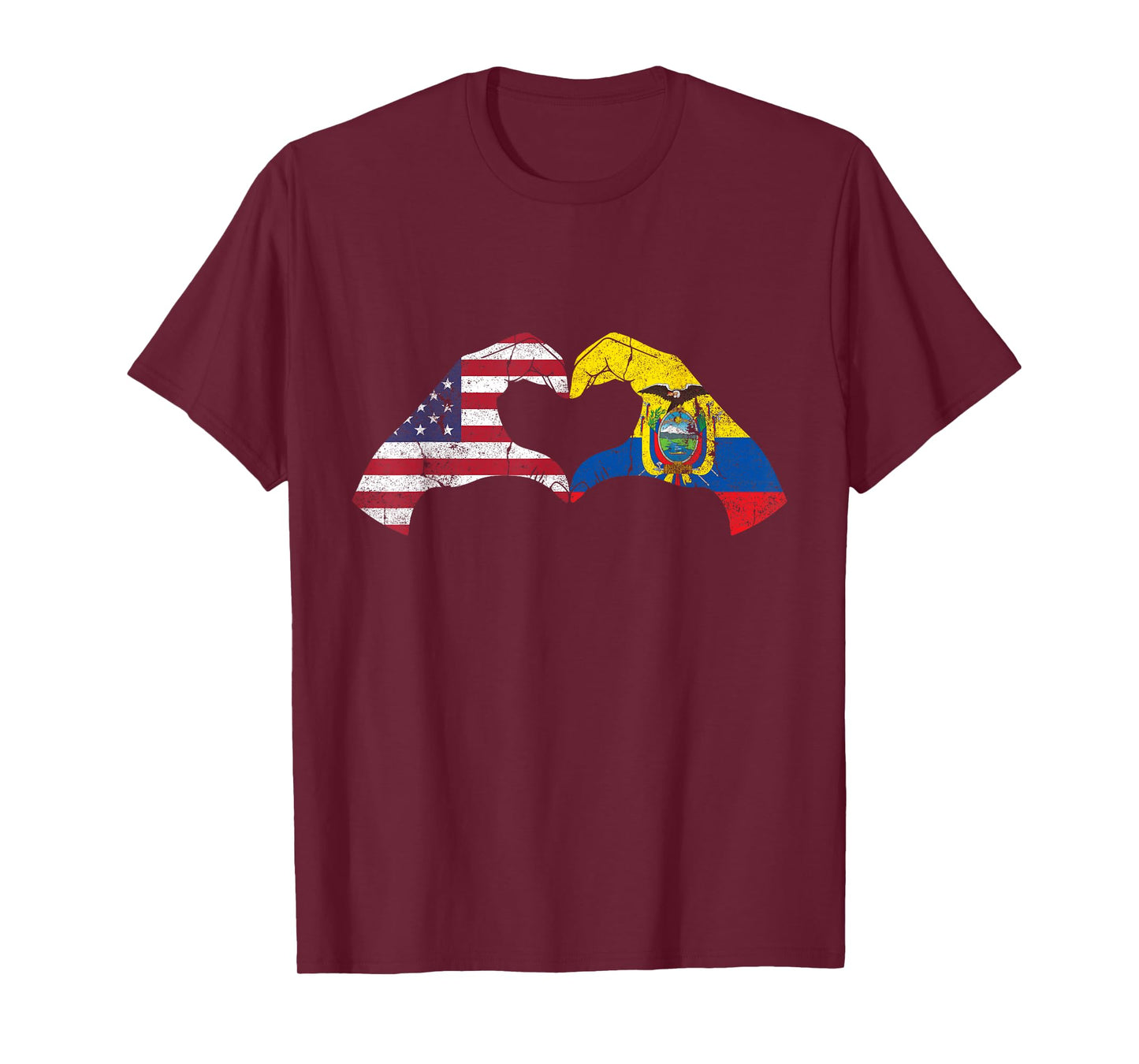USA Ecuador Hand Flag Heart Ecuadorian Americans Love T-Shirt