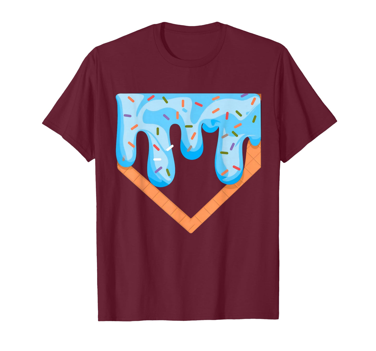 Baseball Ice Cream Dripping Baseball Home Plate Drip Funny T-Shirt