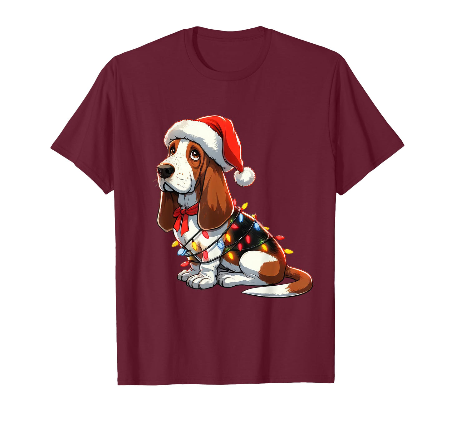Basset Hound Christmas Costume Santa For Lover Dog T-Shirt
