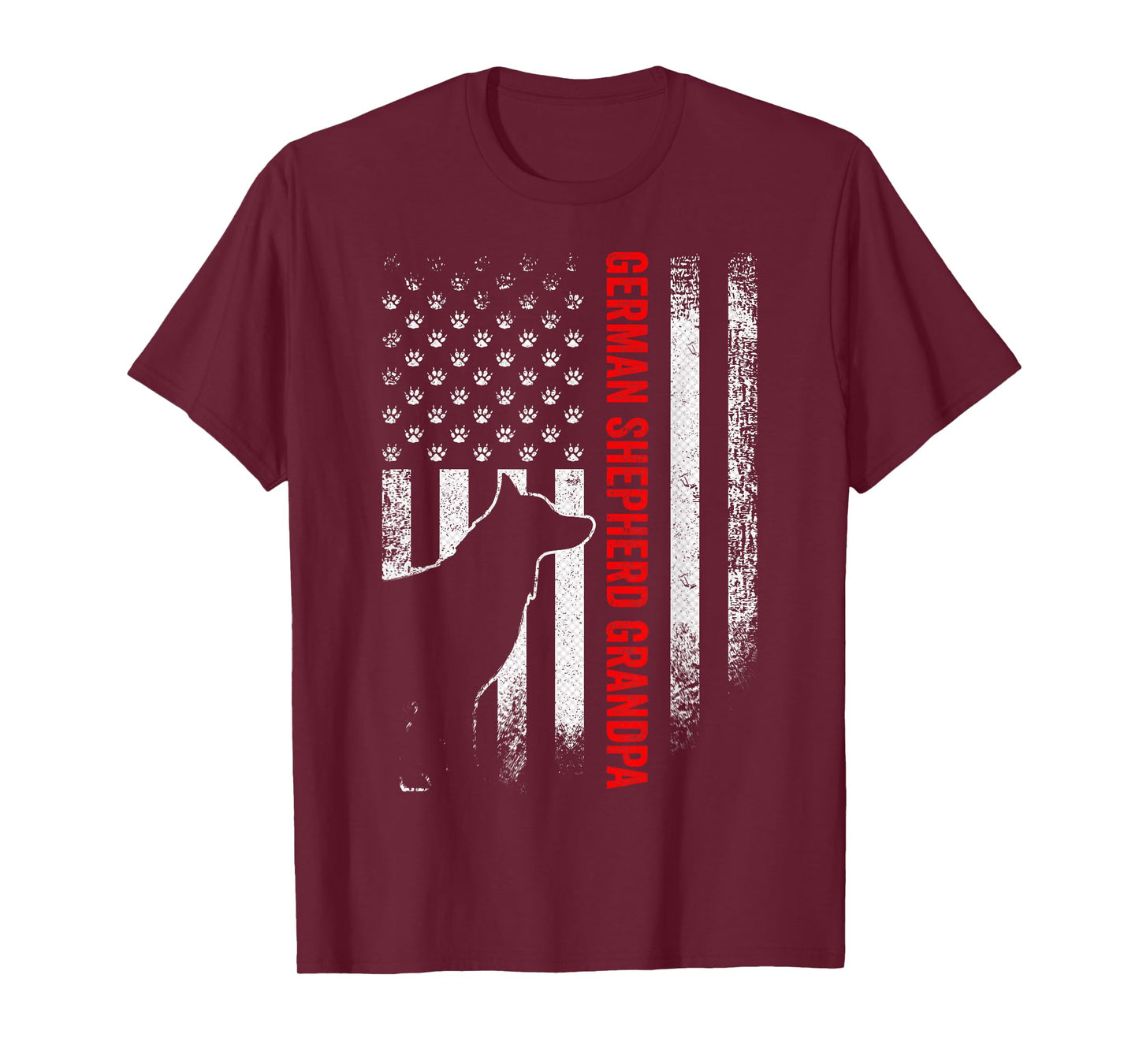 Vintage USA Flag Proud German Shepherd Grandpa Silhouette T-Shirt