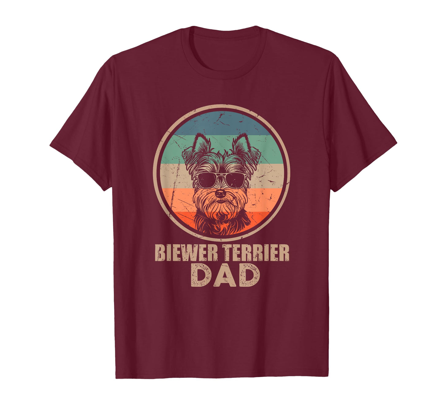 Vintage Biewer Terrier Dog Dad Gifts for Men Dog Lover Xmas T-Shirt