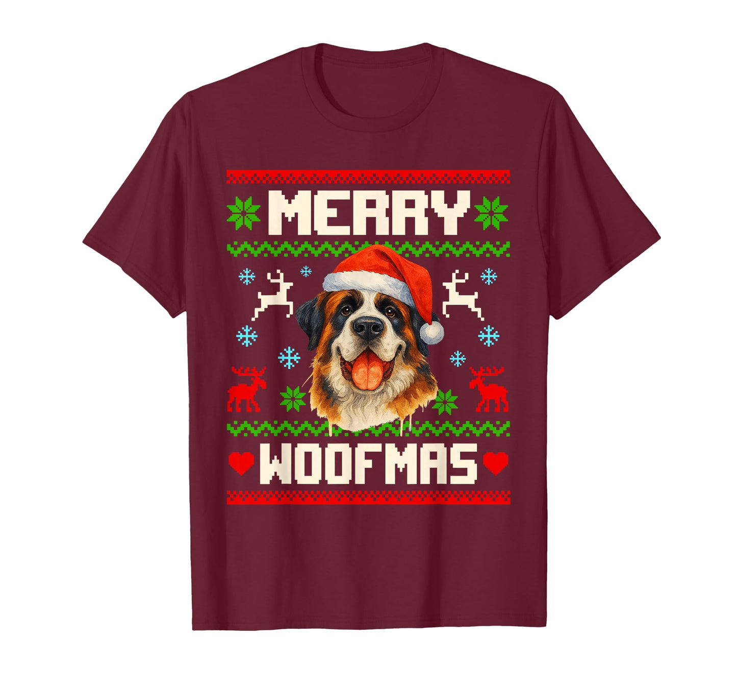 Saint Bernard Dog Christmas Ugly Sweater Pet Dog Lover Xmas T-Shirt