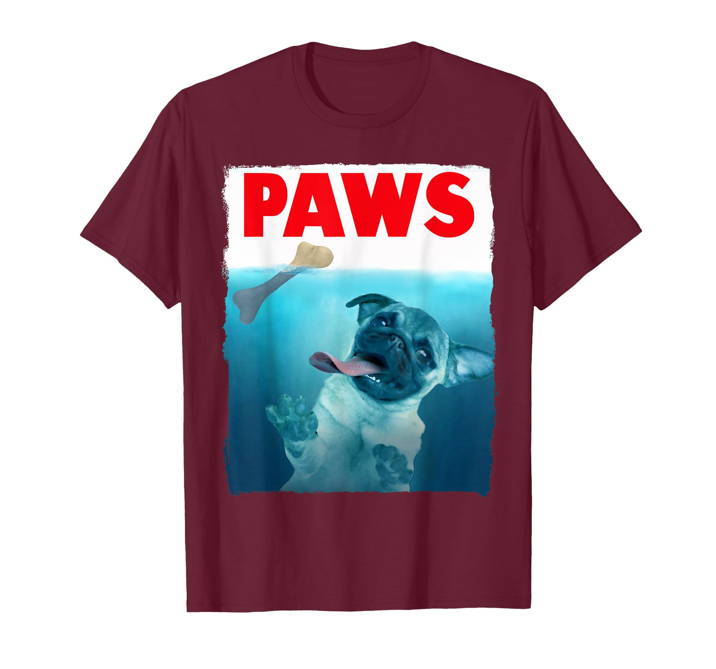 Paws Pug Dog and Bone Top Funny Cat Lover Parody T-Shirt