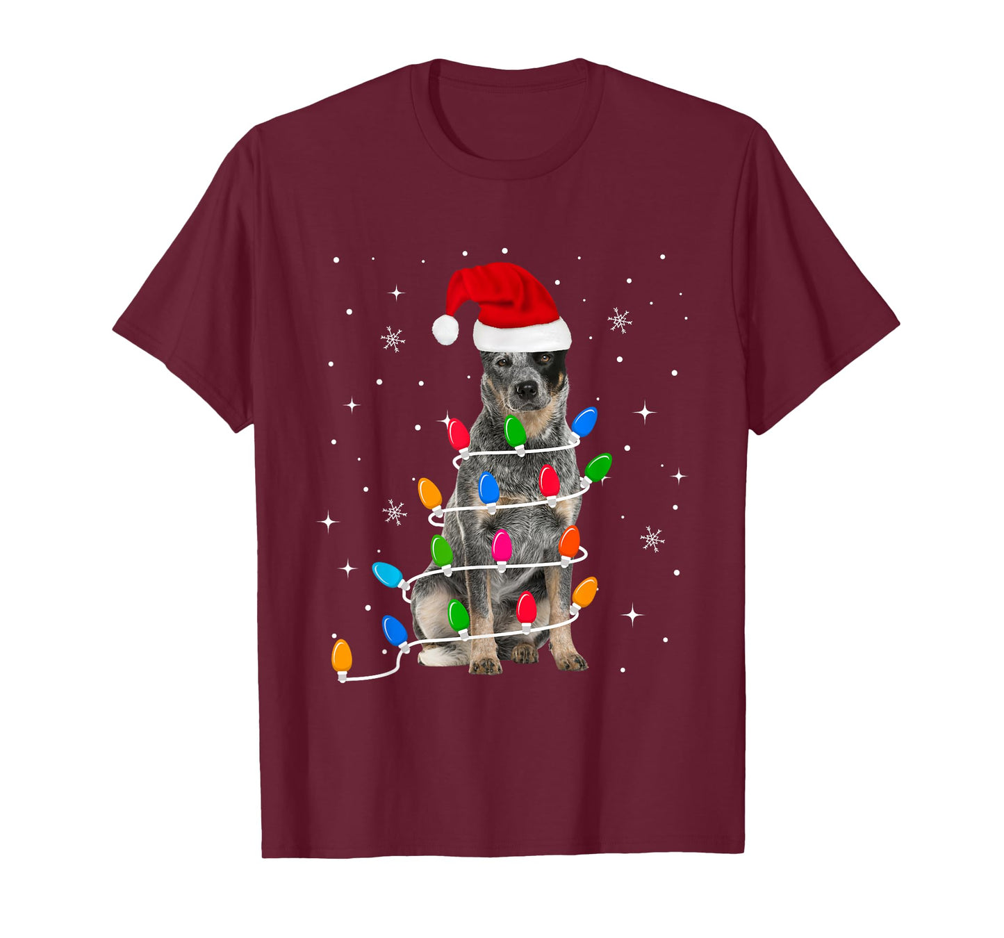 Funny Australian Cattle Dog Christmas Light Gifts Xmas T-Shirt