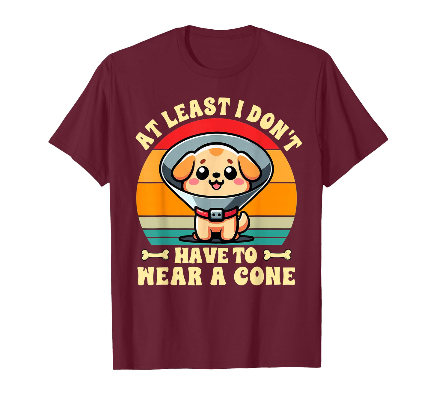 Funny PE Injury Gift For Replacement Surgery Surgery Recovery Cute Dog At Least I Don't Have To Wear Cone Black Crew Neck Short Sleeve T-Shirt
