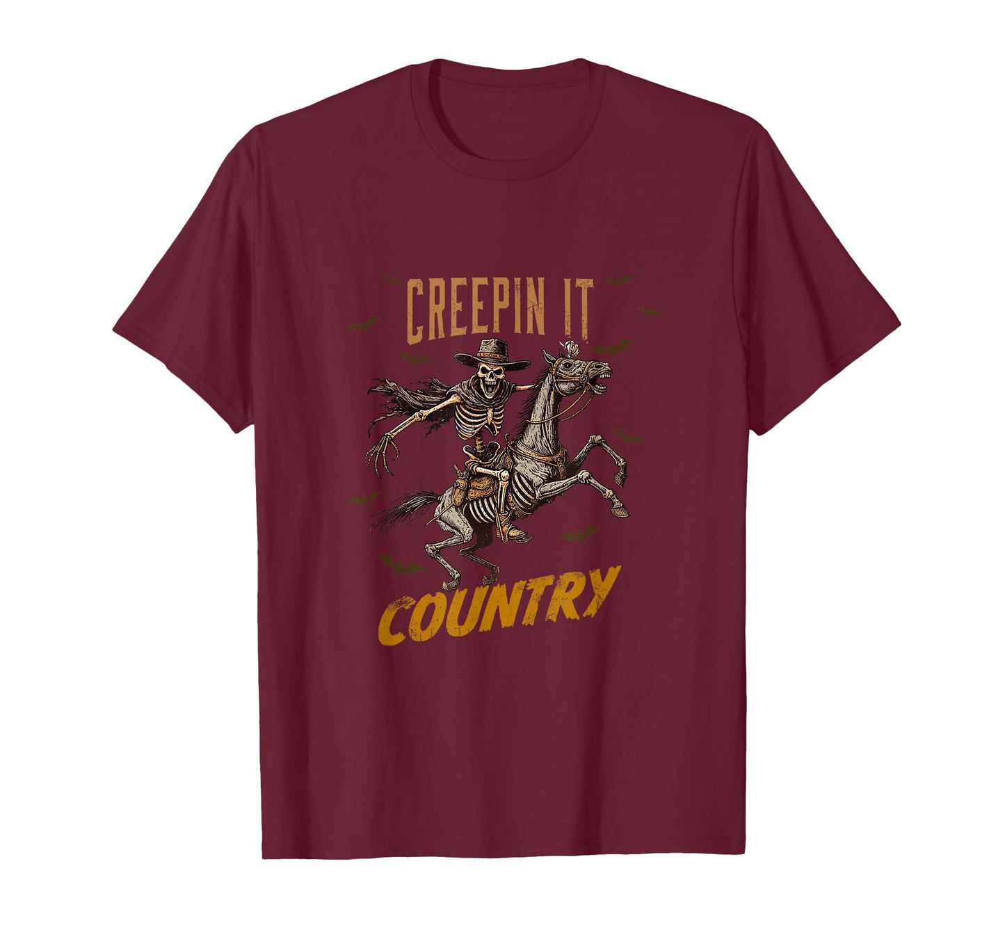 Vintage Western Funny Skeleton Halloween Creepin It Country T-Shirt