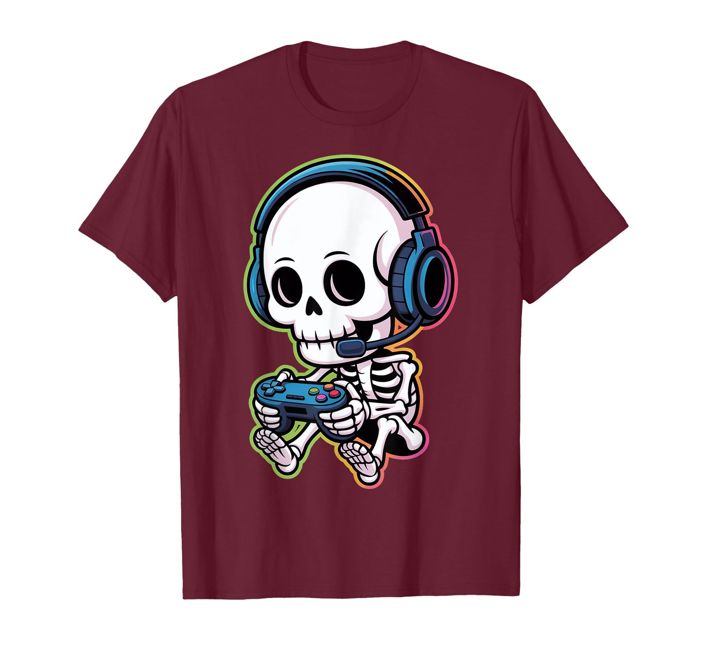 Cute Gaming Skeleton with Headset T-Shirt