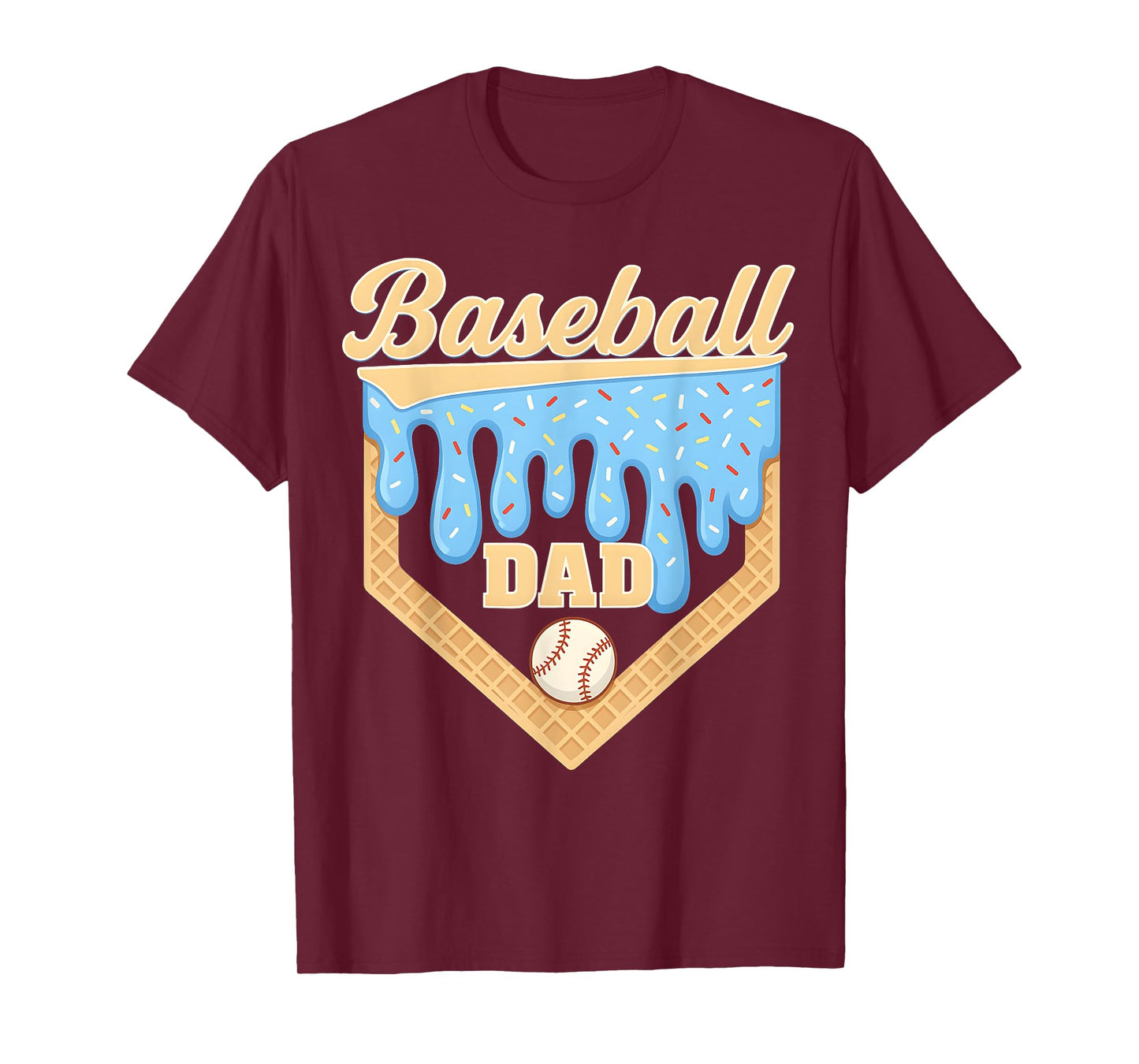 Baseball Dad Ice Cream Drip Home Plate Cool Fathers Day T-Shirt