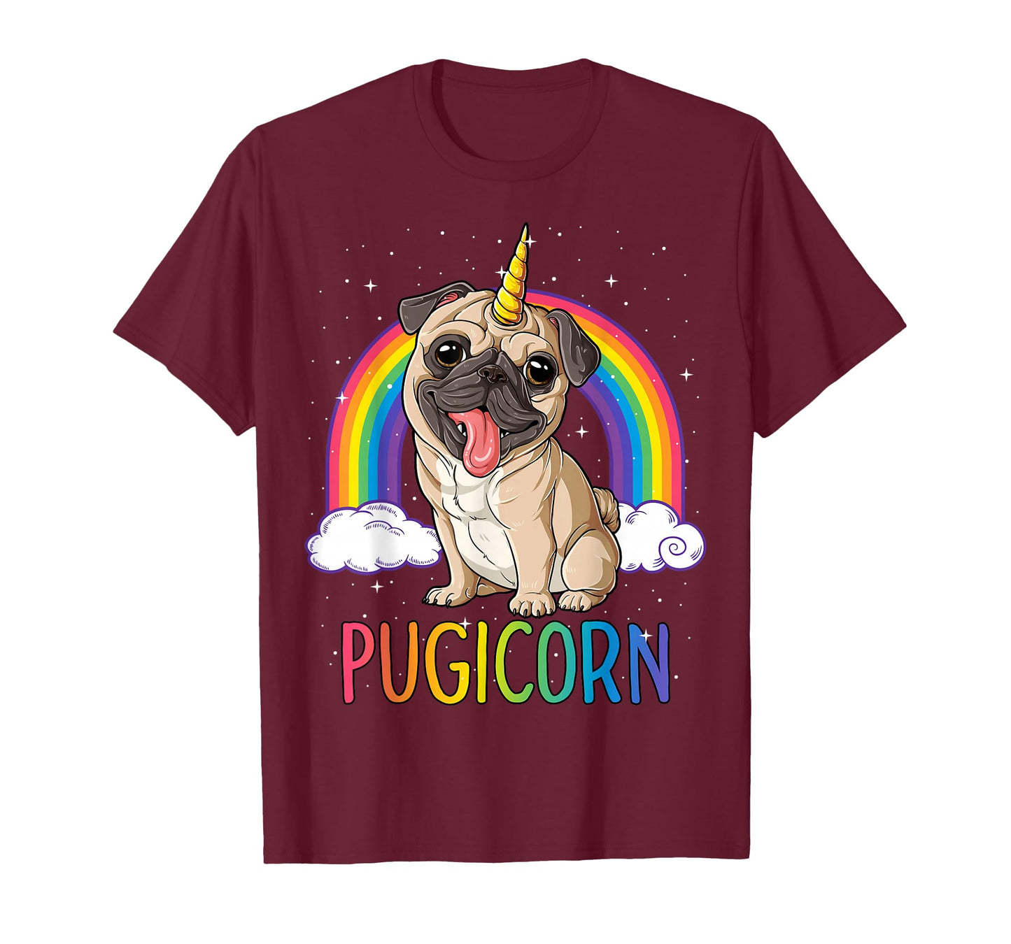 Pugicorn Pug Unicorn T Shirt Girls Kids Space Galaxy Rainbow T-Shirt