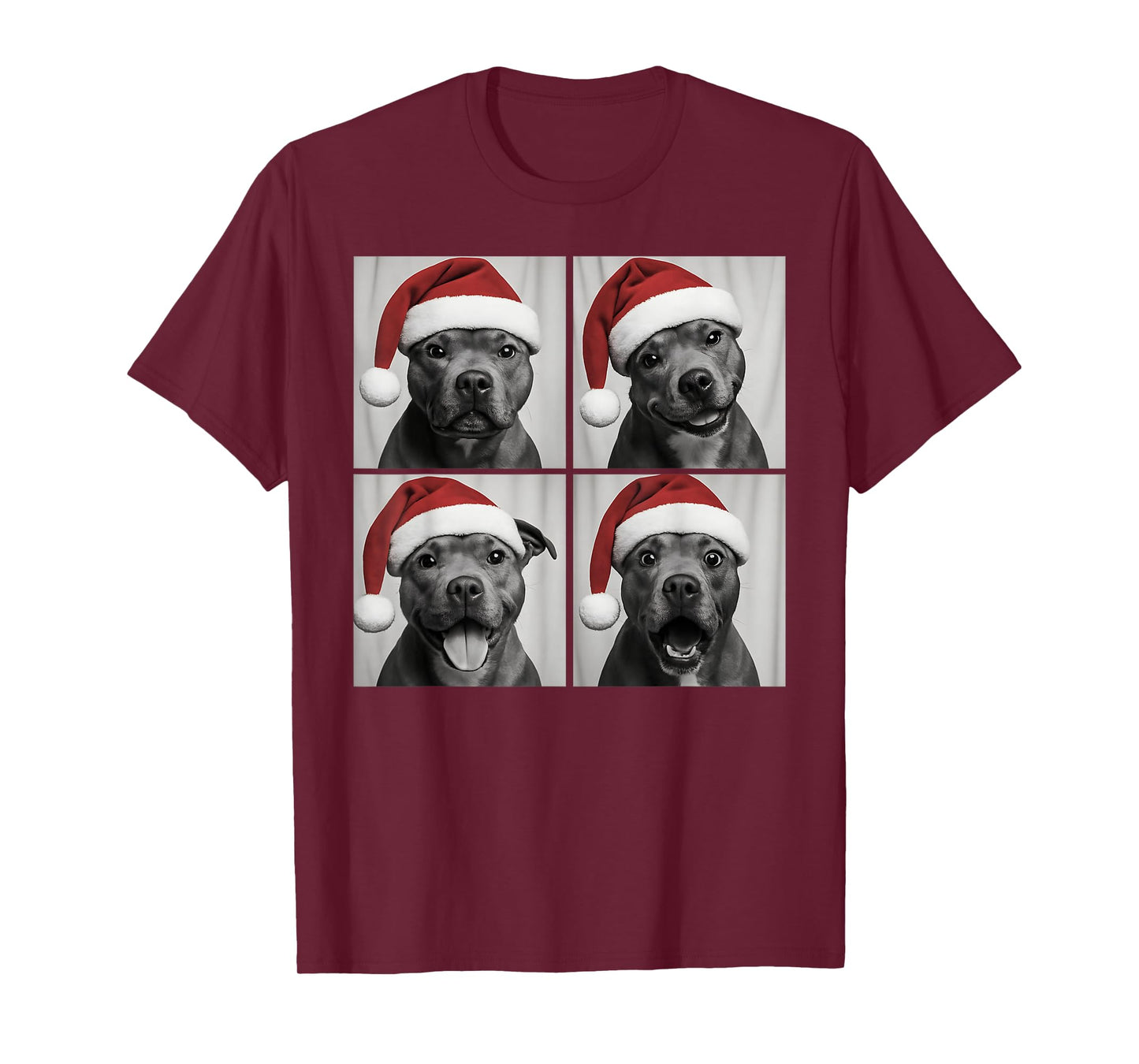 Funny Christmas Staffordshire Bull Terrier Santa Photo Booth T-Shirt