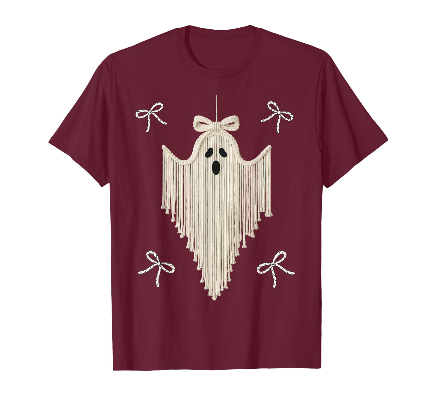 Girly Ghost Coquette Bow Cute Boat Rope Spooky Hanging Ghost T-Shirt