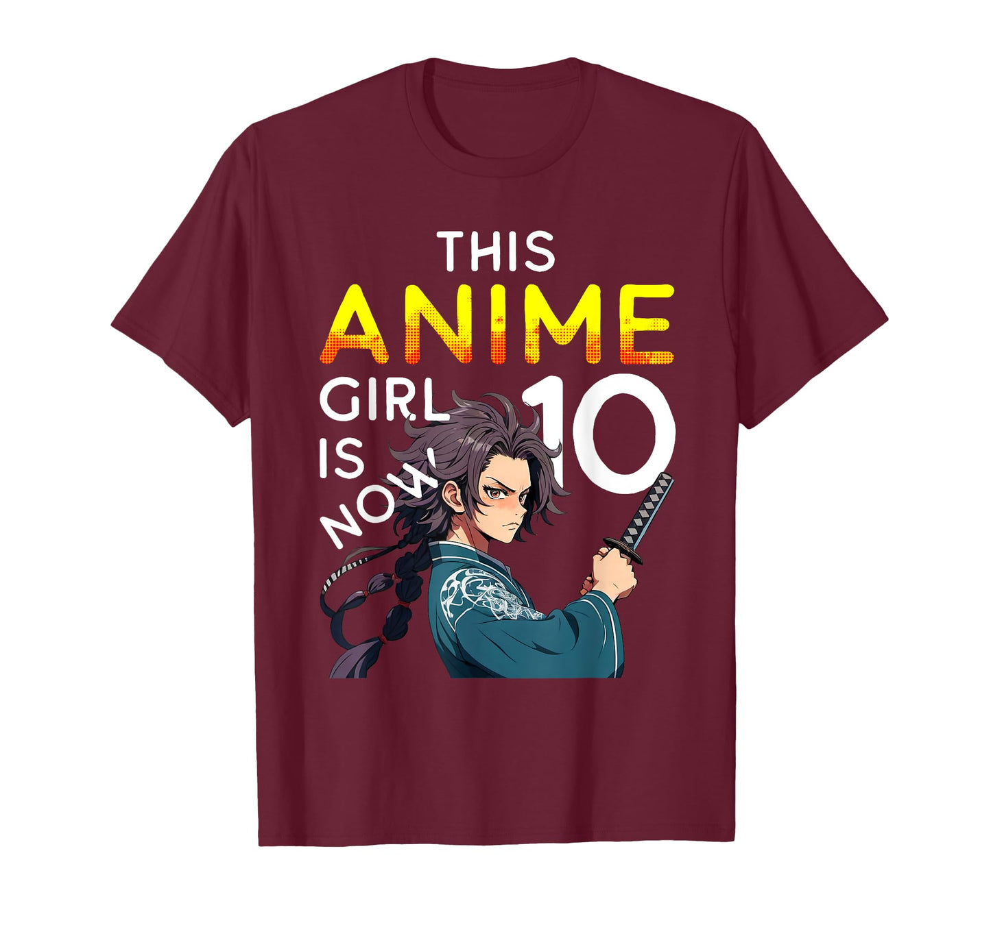 This Anime Girl Is Now 10 Years Old 10th Birthday Kawaii Kid T-Shirt
