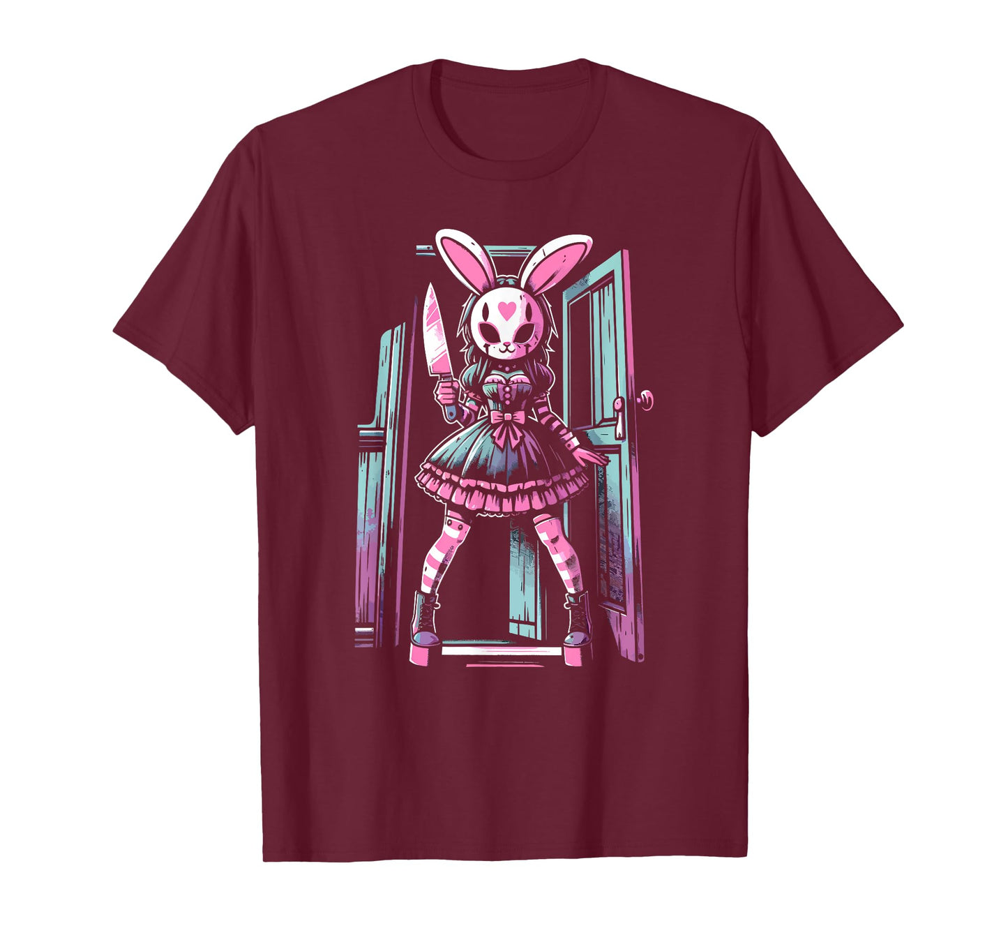 Pastel Goth Bunny Mask Girl Horror Slasher Anime Alt Rabbit T-Shirt