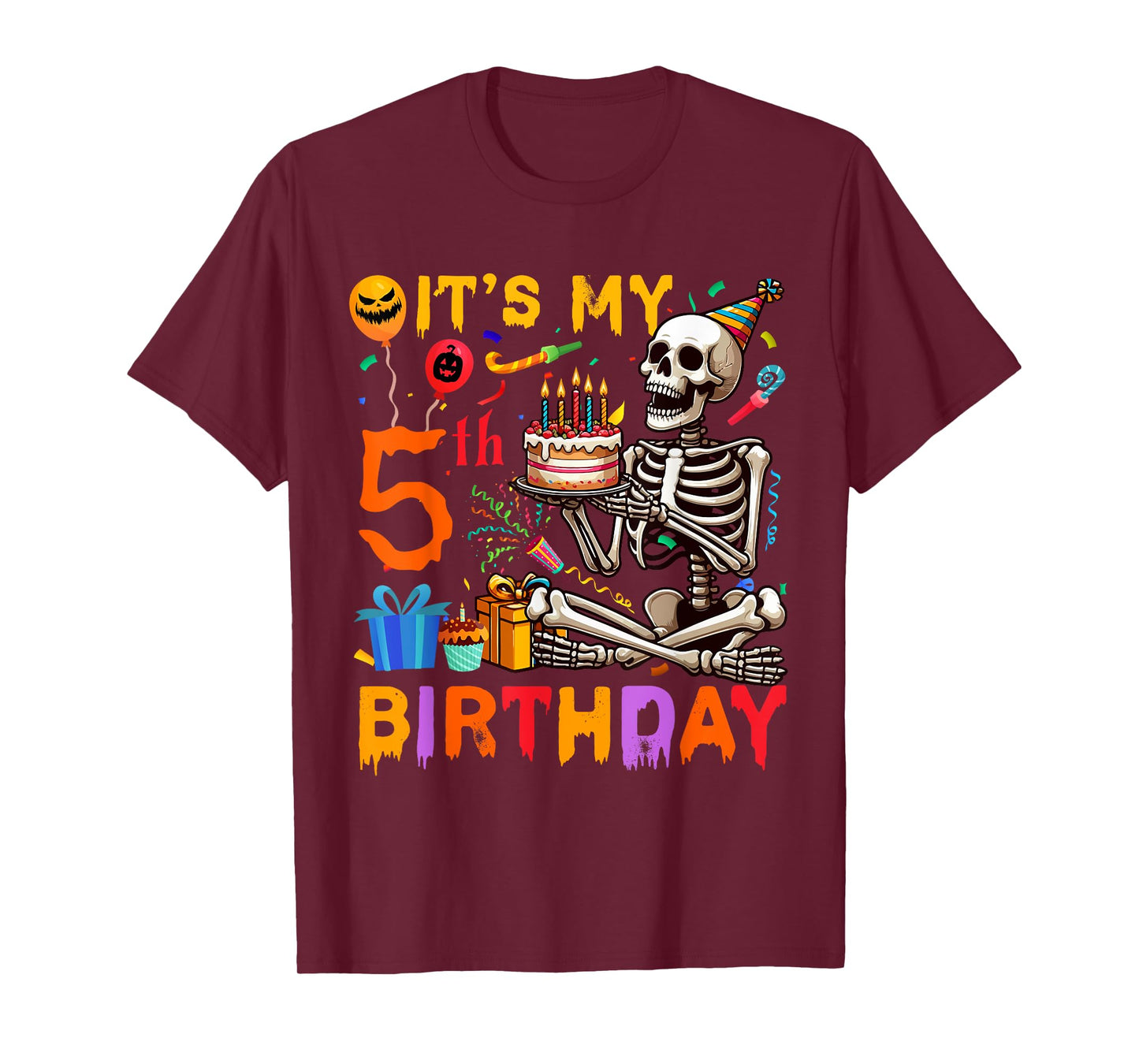 It's My 5th Birthday Halloween Skeleton Matching Party T-Shirt