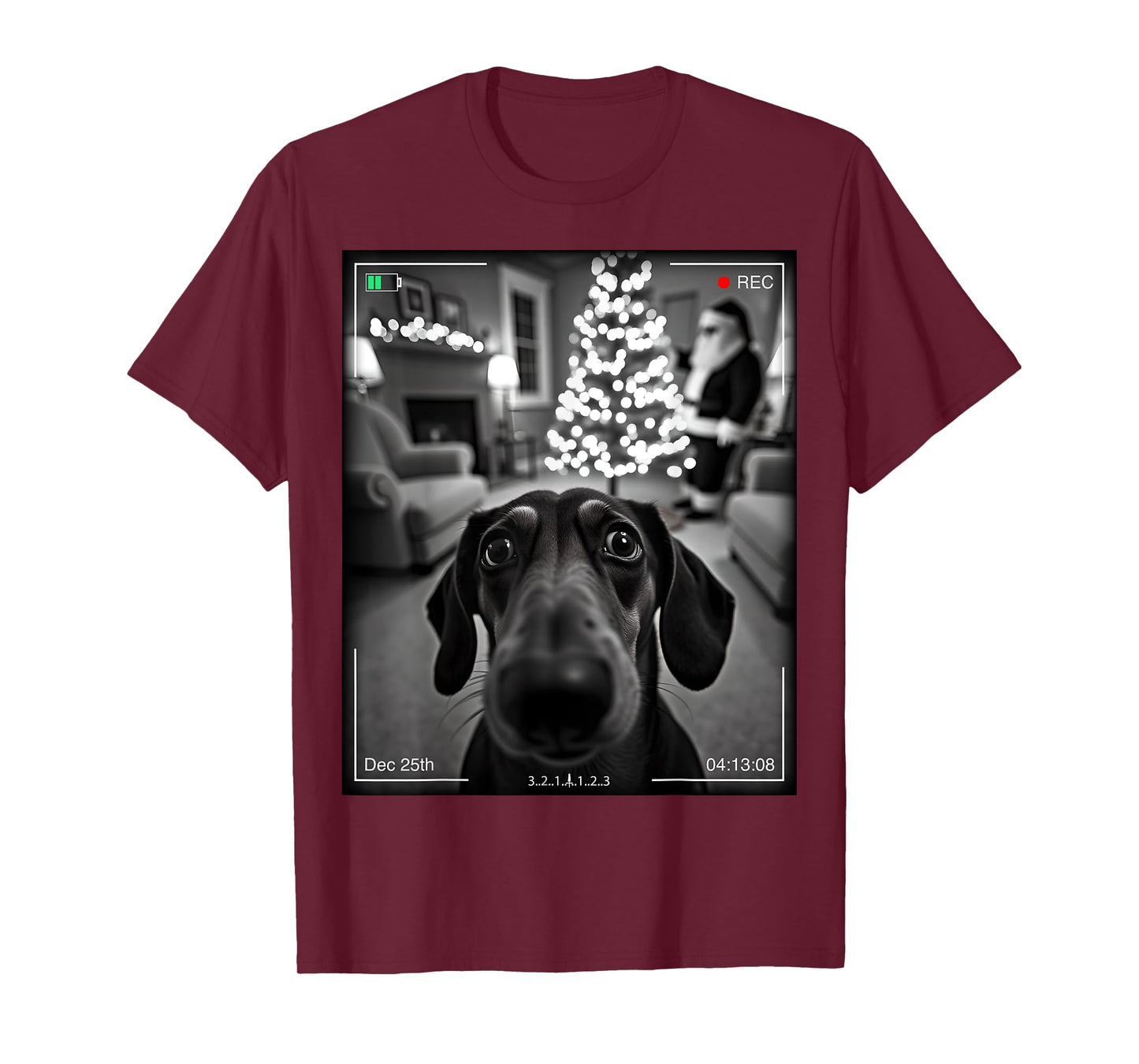 Dachshund Catches Santa On Camera Xmas T-Shirt