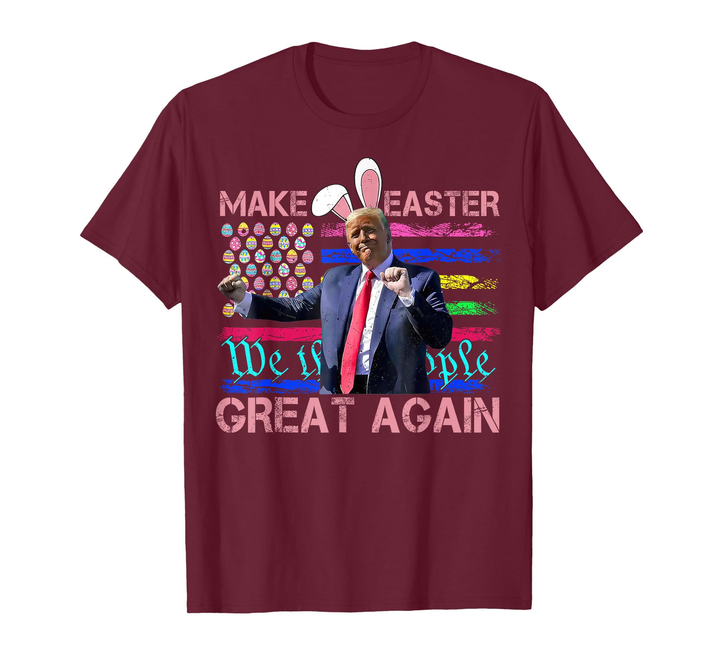 Funny Make Easter Great Again Trump Dancing Easter USA Flag T-Shirt