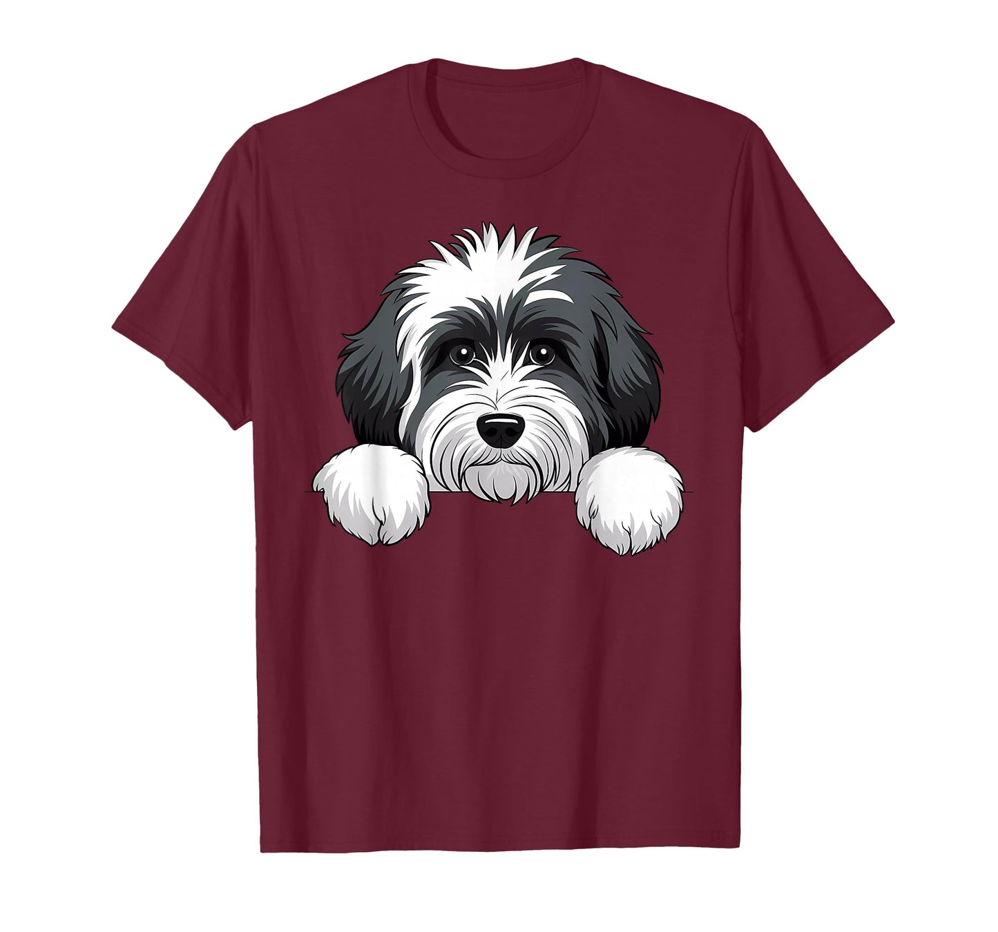 Cute Sheepadoodle Peeking Puppy Funny Doodle Dog Lover T-Shirt