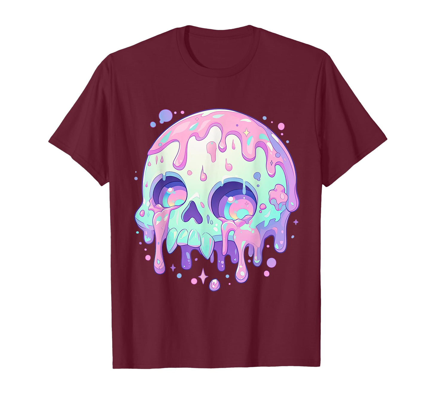 Kawaii Pastel Goth Creepy Cute Melty Colorful Skull T-Shirt