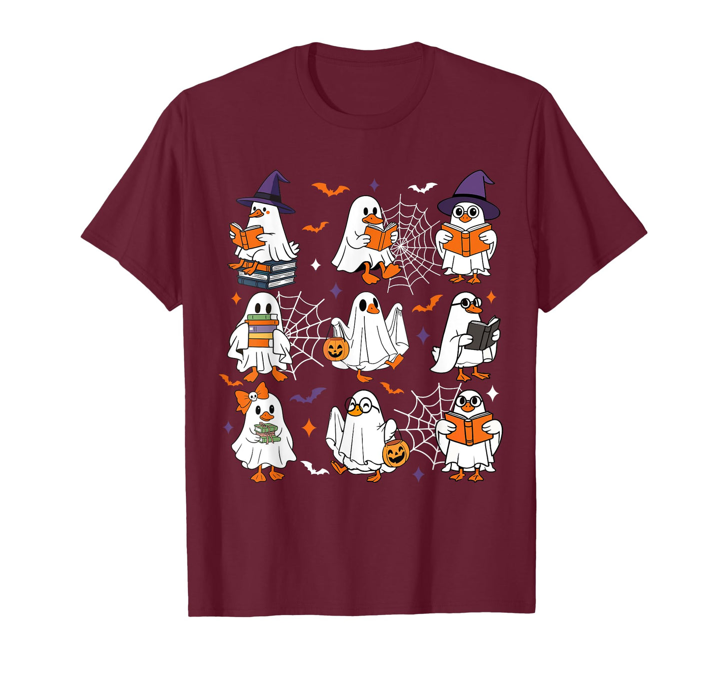 Cute Goose Read More Books Funny Ghost Halloween Teacher Kid T-Shirt