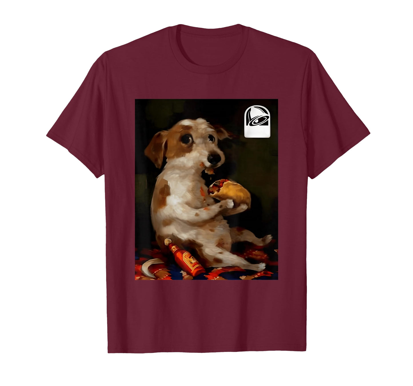 Funny Dog Chill with Taco Vintage Oil Painting Men Women T-Shirt