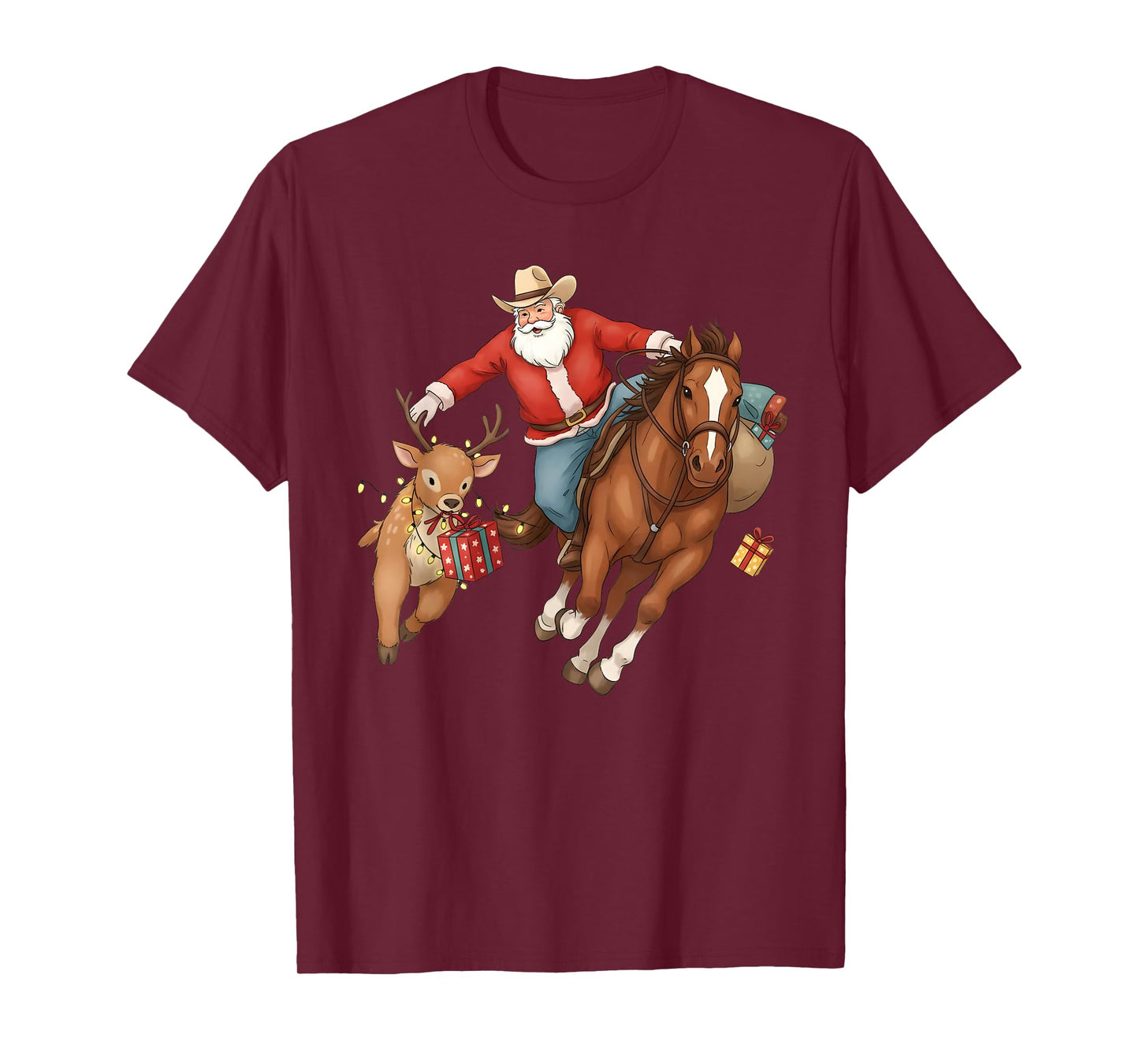 Cowboy Santa Riding Horse Western Christmas Rodeo T-Shirt