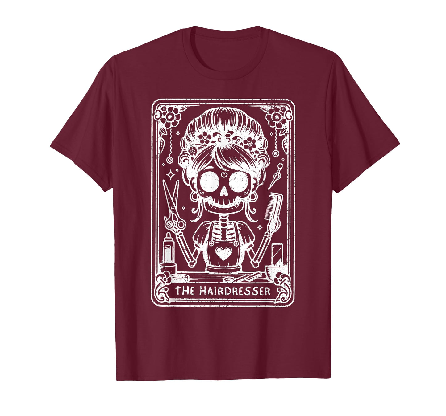 The Hairstylist Tarot Card Hairdresser Skeleton Hair Stylist T-Shirt