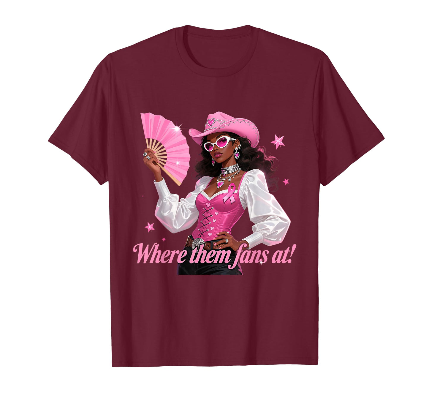 Pink Cowgirl Fan Funny Breast Cancer Support Look T-Shirt