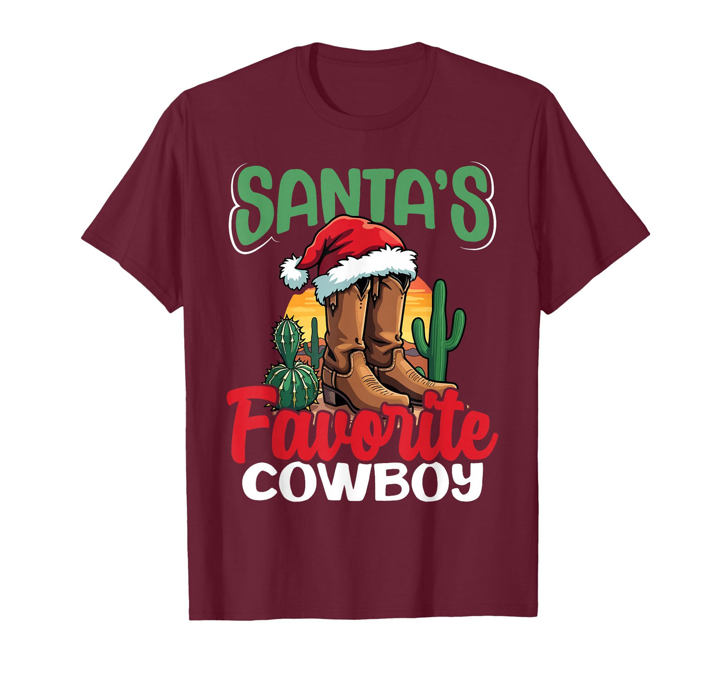 Santa's Favorite Cowboy Western Christmas Holiday T-Shirt