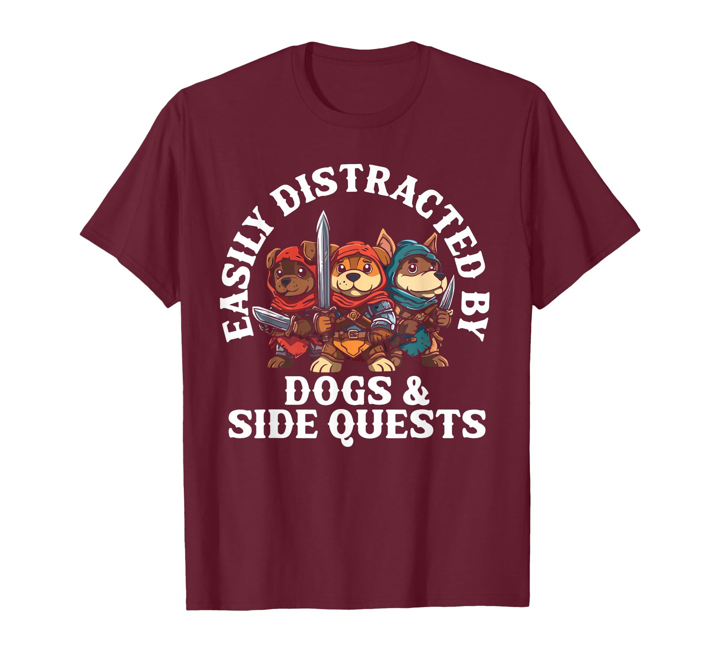 RPG Gamer Dog Distraction During Side Quest Nerdy T-Shirt