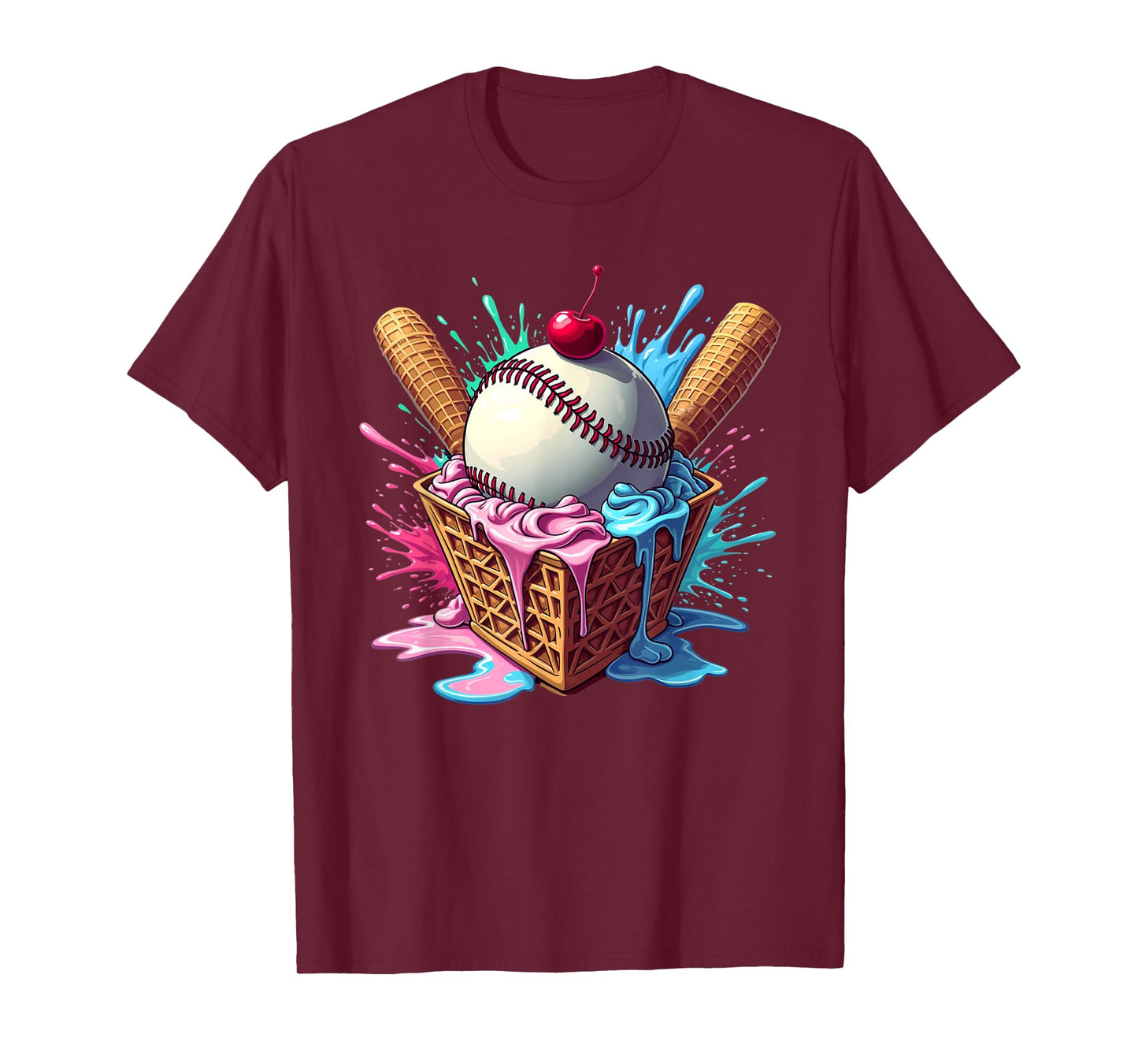 Baseball Home Plate Ice Cream Drip Fun Sports Lover T-Shirt