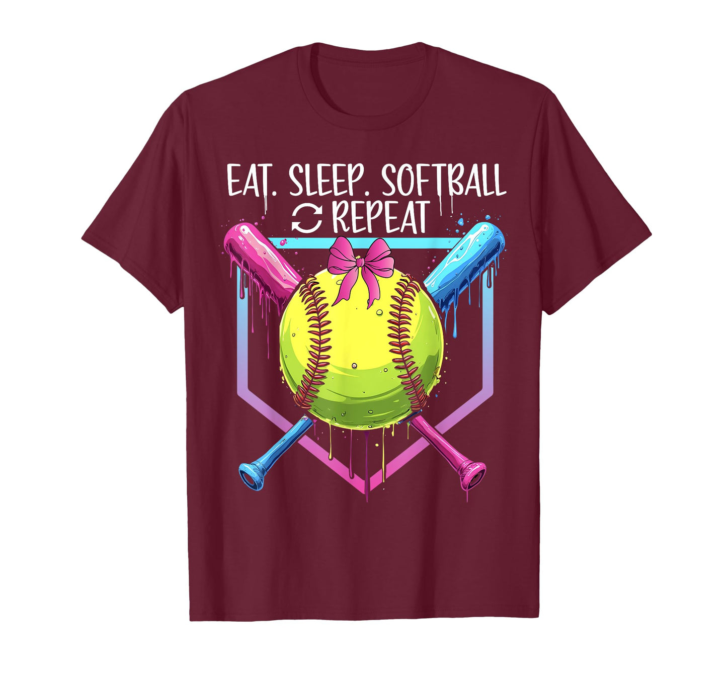 Softball Drip Eat Sleep Softball Repeat Girls Youth Game day T-Shirt
