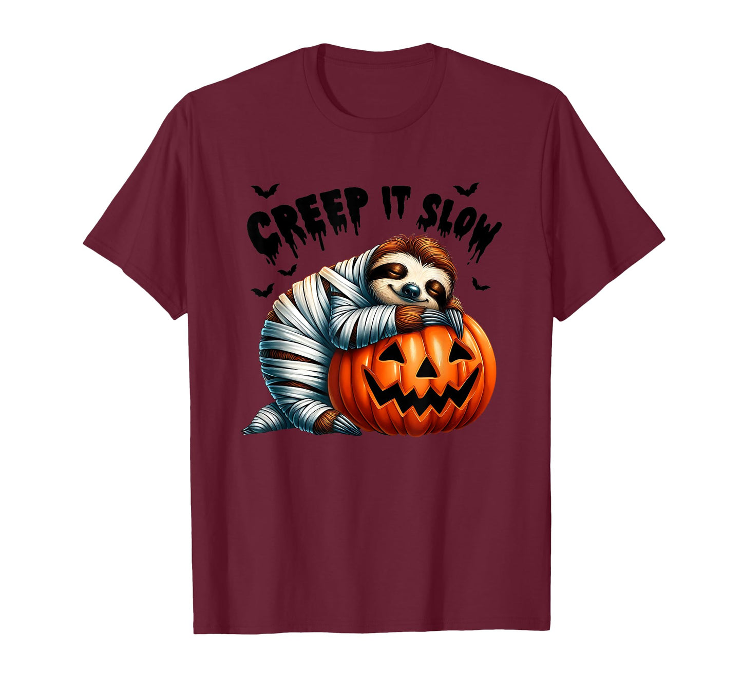 Creep It Slow Cute Sloth Mummy Jack O Lantern Halloween T-Shirt