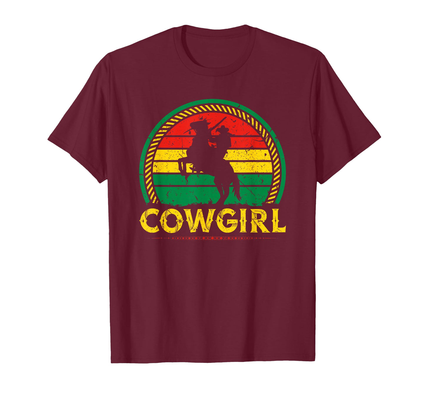African American Cowgirl Sunset Bucking Horse Country T-Shirt