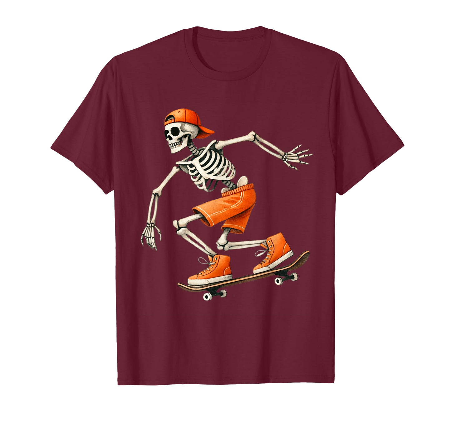 Skateboard Skeleton Halloween Costume Funny Men Boys Kids T-Shirt