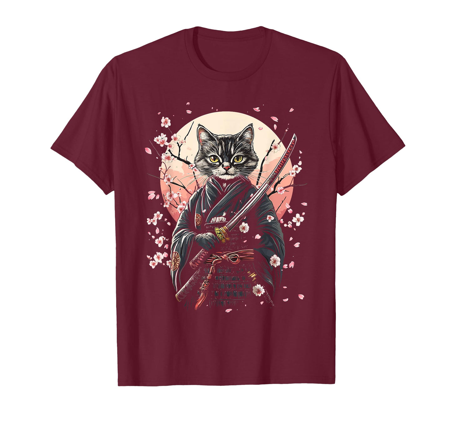 Samurai Cat Katana Warrior Fighter Japanese Art T-Shirt