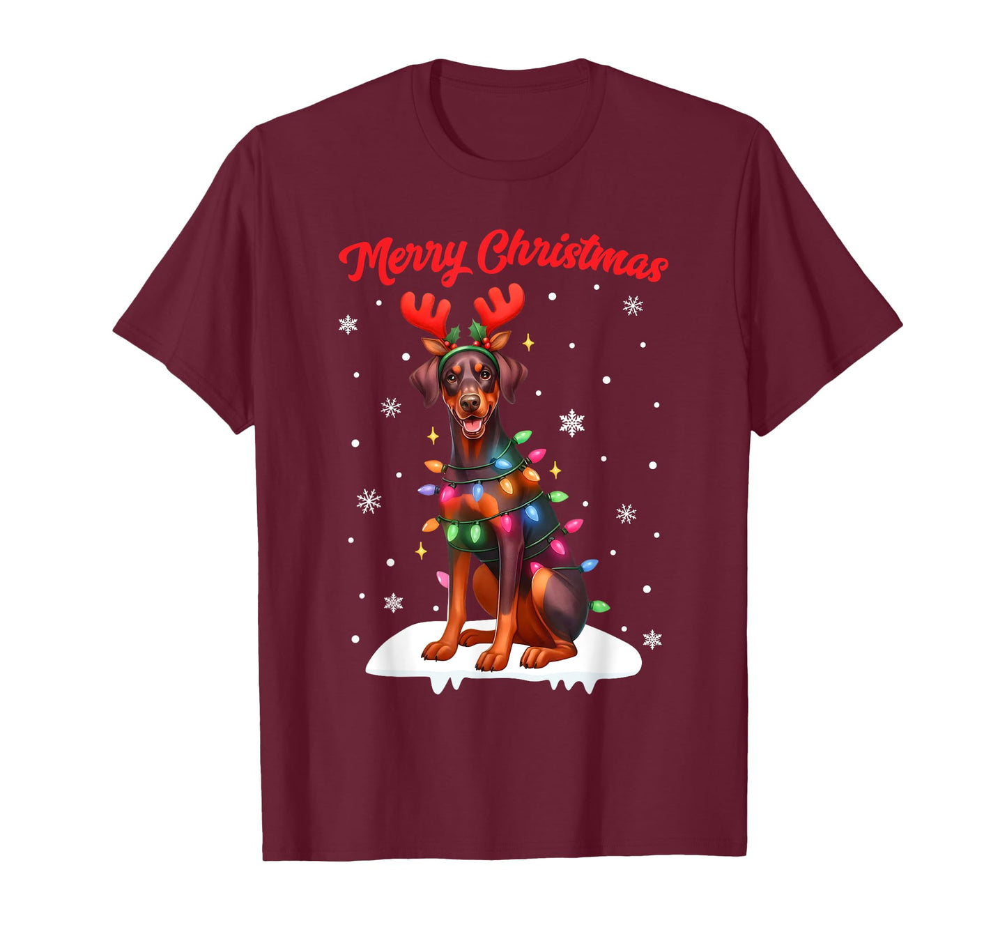 Christmas Pajamas Men Women Kids Doberman Pinscher Dog T-Shirt