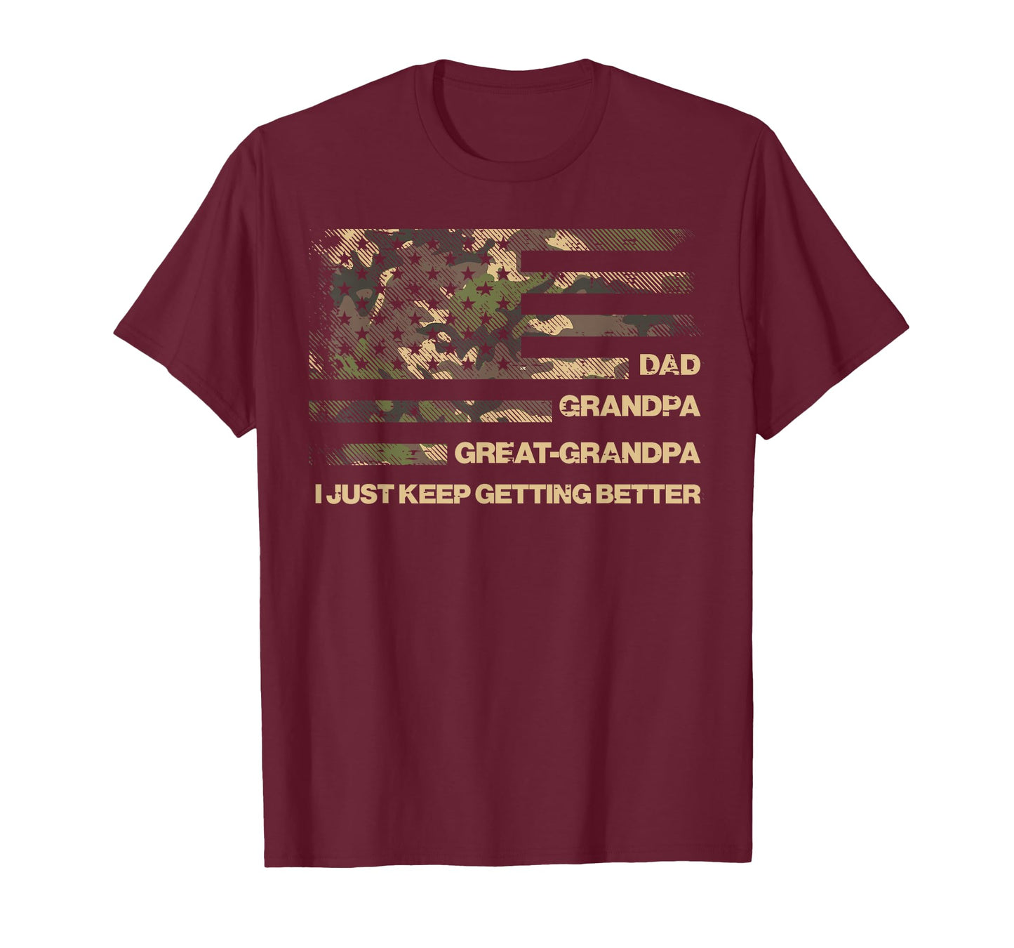 Dad Grandpa Great Grandpa Camo Flag Fathers Grandparents Day T-Shirt