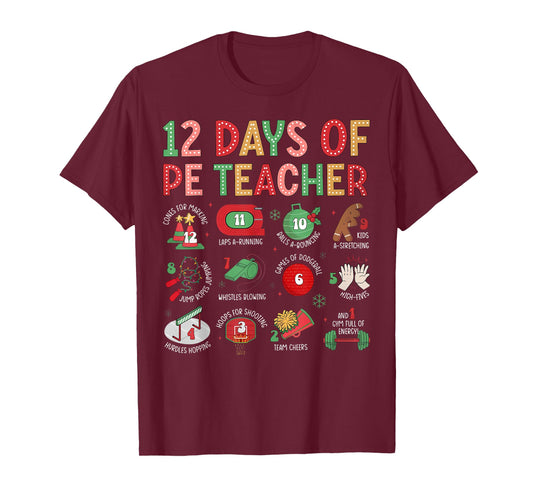 12 Days of A PE Teacher Christmas Physical Education Xmas T-Shirt