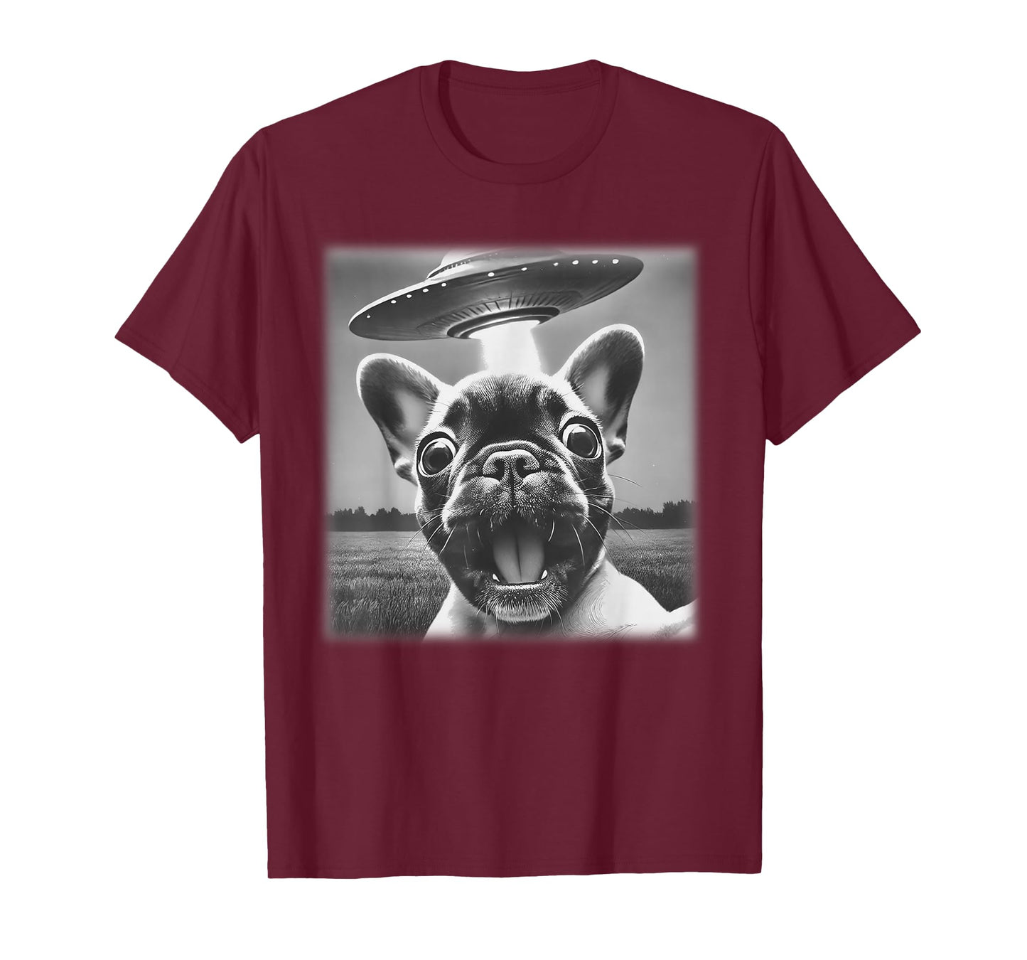 Vintage Dog French Bulldog UFO Selfie Alien Extraterrestrial T-Shirt